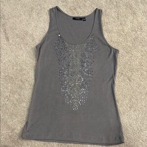 Apt. 9 Gray Embellished Sleeveless Tank Top